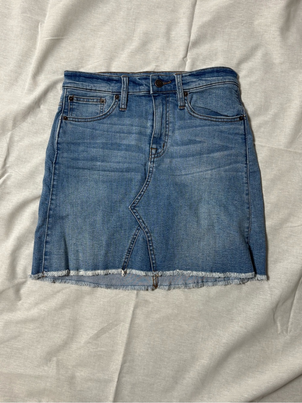 J. Crew Light Blue Denim Mini Skirt with Raw Hem